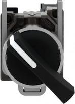 Black complete selector switch Ø22 2-position stay put 1NO. range of product: Harmony XB4 - device short name: XB4 - fixing collar material: zamak - mounting diameter: 22 mm - shape of signaling unit head: round - contacts operation: slow-break - con XB4BJ21 | 3389110887082