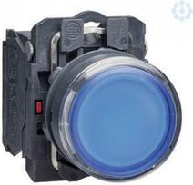 Blue flush complete illum pushbutton Ø22 spring return 1NO+1NC 220...240V. range of product: Harmony XB5 - device short name: XB5 - fixing collar material: plastic - mounting diameter: 22 mm - operator additional information: with plain lens - contac XB5AW36M5 | 3389110136982