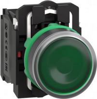 Green flush complete illum pushbutton Ø22 spring return 1NO+1NC 220...240V. range of product: Harmony XB5 - device short name: XB5 - fixing collar material: plastic - mounting diameter: 22 mm - operator additional information: with plain lens - conta XB5AW33M5 | 3389110904086