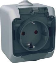 Socket outlet with transparent lid IP44 gray Cedar Plus WDE000643 | 3303432400439
