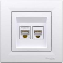 Phone/data outlet with frame white RJ45+RJ11 cat5e UTP Asfora EPH4900121 | 3606480527050