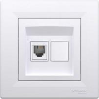 Single telephone outlet with frame white 1xRJ11 Asfora EPH4100121 | 3606480526831