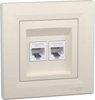 Data outlet 2xRJ45 CAT6 UTP, with frame, cream, Asfora EPH4800123 | 3606480527043