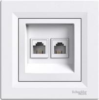 Telephone socket with frame RJ11x2, white, Asfora EPH4200121 | 3606480526893