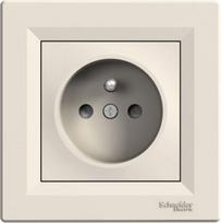 Asfora - single socket outlet with pin earth - 16A shutters cream EPH2800223 | 3606480525940