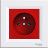 Asfora - single socket outlet with pin earth - 16A white/red EPH2800421 | 3606480525971