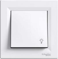 Asfora - 1pole pushbutton -10A screwless, light symbol, white EPH0900121 | 3606480525452