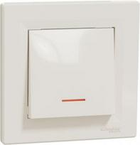 Asfora - 1pole switch -10AX screwless, locator light, cream EPH1400123 | 3606480525612