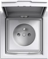 Asfora - single socket outlet with pin earth - 16A lid, shutters IP44 white EPH2800321 | 3606480525957
