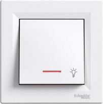 Asfora - 1pole pushbutton -10A screwless, locator light, light symbol, white EPH1800121 | 3606480525858
