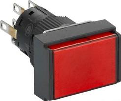 Illuminated monolithic push button, Harmony XB6E, rectangle red flush, 16mm, spring return, 24V DC, XB6EDW4B2P | 3389110630947