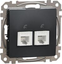 Telephone socket, 2xRJ11, professional, anthracite, Sedna Design SDD114492 | 3606481467461
