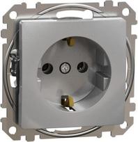 Socket outlet with earth, 2P+E, 16 A, aluminium, Sedna Design SDD113025 | 3606481479181