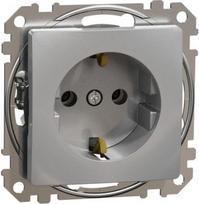 Socket outlet with side earth, 2P+E, 16 A, aluminium, Sedna Design SDD113026 | 3606481479198