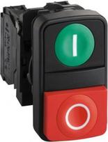 Double headed push button, Harmony XB5, plastic, 22mm, 1 green flush marked I + 1 red projecting mar XB5AL73415 | 3389119043519