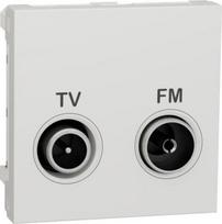 TV/FM socket, 2 modules, IEC 9.52 mm, IP20, white, New Unica NU345118 | 3606489467234