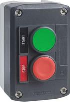 Control station, Harmony XALD, plastic, dark grey, 1 green flush 1 red projecting push button, 22mm, XALD211H29 | 3389110114423