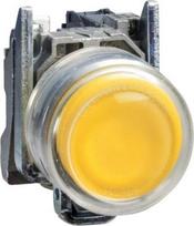 Push button, Harmony XB4, metal, projecting, yellow, 22mm, spring return, booted, unmarked, 1NO XB4BP51 | 3389110118889