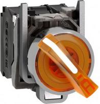 Illuminated selector switch, Harmony XB4, metal, orange handle, 22mm, universal LED, 2 positions, 1N XB4BK125B5 | 3389110892215