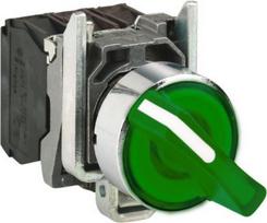 Illuminated selector switch, Harmony XB4, metal, green handle, 22mm, universal LED, 3 positions, 1NO XB4BK133M5 | 3389118223226