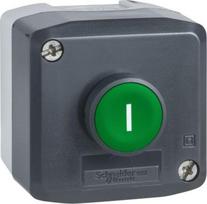 Control station, Harmony XALD, XALK, plastic, dark grey lid, 1 green flush push button 22mm, spring XALD102 | 3389110113167