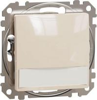 Push-Button, Sedna Design & Elements, 1-way, 12V, 10A, with blue locator and label holder, beige SDD112143L | 3606481478917
