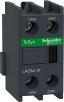 Auxiliary contact block, TeSys Deca, 1NO+1NC, front mounting, screw clamp terminals, EN 50012 LADN11P | 3389110383850