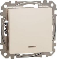 Switch, 2P, 16AX, red LED indication, beige, Sedna Design SDD112162N | 3606481512383