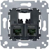 Data socket, 2-gang, 2xRJ45 Cat.6, UTP, straight, Merten MTN4576-0002 | 3606480421280