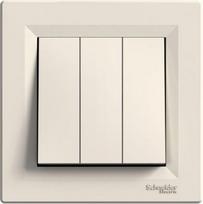Switch, 3-gangs, with frame, cream, Asfora EPH2100123 | 3606481277091