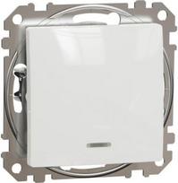 Switch 2P, 10AX, red LED indication, white, Sedna Design SDD111102N | 3606481478061