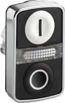 Illuminated double headed push button head, Harmony XB4, metal, 22mm, 1 white flush marked I + 1 pil ZB4BW7A1721 | 3389119043731