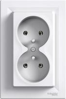 Socket outlet, 2-gang, with frame, with pin earthing, 16A, white, Asfora EPH9800221 | 3606480527692