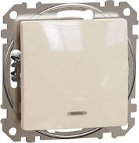 Push-Button, Sedna Design & Elements, 2-way, 10A, with blue locator, beige SDD112116L | 3606481478818