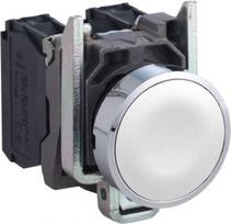 Push button, metal, Harmony XB4, flush, white, 22mm, spring return, unmarked, 1NO XB4BA11 | 3389118377929