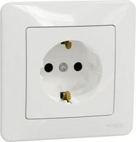 Socket outlet with earth, 2P+E, 16 A, white, professional, with frame, Sedna Design SDD311021 | 3606481482242