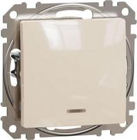 Switch 2P, 10AX, red LED indication, beige, Sedna Design SDD112102N | 3606481478689