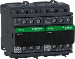 Reversing Contactor, TeSys Deca, 3P(3NO), AC-3, <=440V, 12A, 24V DC LC coil, with electrical interlo LC2D12BL | 3389110541533