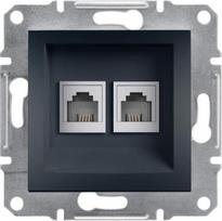 Telephone socket, 2xRJ11, without frame, anthracite, Asfora EPH4200171 | 3606480729737