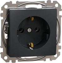 Socket outlet, 2P+E, 16 A, side earth, anthracite, Sedna Design SDD114025 | 3606481479792