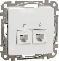 Telephone socket-outlet, 2xRJ11, IDC, white, Sedna Design SDD111492 | 3606481466204