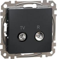 TV/R socket-outlet, intermediate, 10dB, screw terminals, PRO, anthracite, Sedna Design SDD114478R | 3606481467393