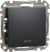 Switch 1P, 10AX, red LED indication, anthracite, Sedna Design SDD114101N | 3606481479860