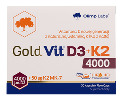 Gold Vit D3 + K2 4000SV + 50 mcg OLIMP LABS kapsulas, 30 gab.