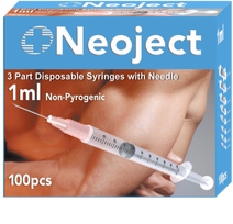 Insulīna šļirces NEOJECT 1ml U100/27G, sterilās, iepakojumā 100 gab.