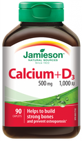 JAMIESON Kalcija un D3 vitamīna komplekss 500 mg/1000 IU, 90 tabletes