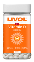 LIVOL D vitamīns 4000 IU, 120 tabletes