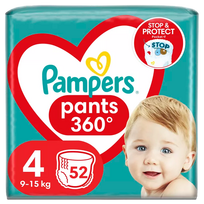 PAMPERS Pants-4 biksītes (9-15 kg), 52 pāri