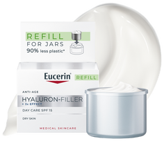 EUCERIN Hyaluron-Filler +3x Effect SPF 15 (Refill) – Sausas ādas sejas krēms, 50 ml