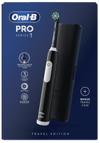 Elektriskā zobu birste ORAL-B Pro 1 ar melnu dizainu un ceļojumu futrāli, 1 vienība